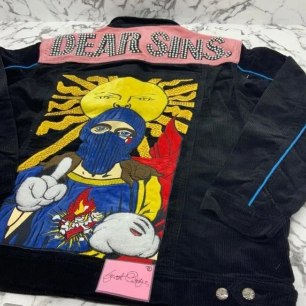 Men’s Frost Dear Sins Black | Pink Corduroy Jacket NWT